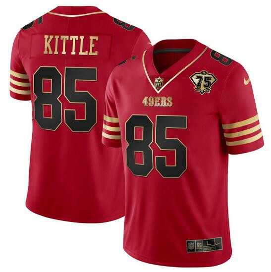 Men's San Francisco 49ers #85 George Kittle Red Gold With 75th Anniversary Patch Football Stitched Jersey,We sell and wholesale Men's San Francisco 49ers #85 George Kittle Red Gold With 75th Anniversary Patch Football Stitched Jersey on line form chian!